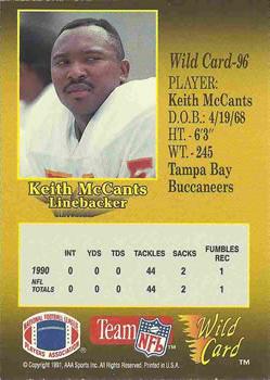 1991 Wild Card - 10 Stripe #96 Keith McCants Back