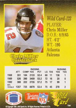 1991 Wild Card - 10 Stripe #123 Chris Miller Back