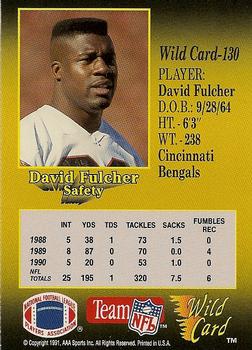 1991 Wild Card - 10 Stripe #130 David Fulcher Back