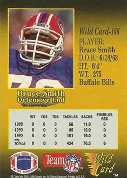 1991 Wild Card - 10 Stripe #156 Bruce Smith Back