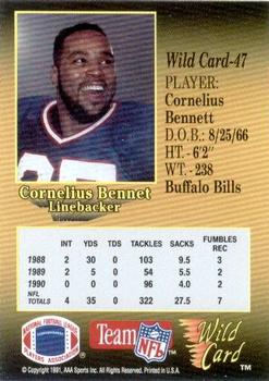 1991 Wild Card - 10 Stripe #47 Cornelius Bennett Back