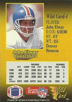 1991 Wild Card - 100 Stripe #4 John Elway Back
