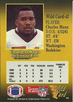 1991 Wild Card - 100 Stripe #43 Charles Mann Back