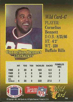 1991 Wild Card - 100 Stripe #47 Cornelius Bennett Back