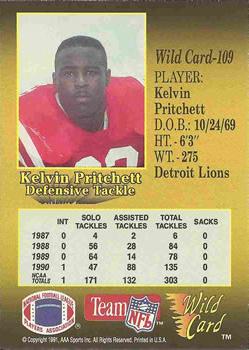 1991 Wild Card - 100 Stripe #109 Kelvin Pritchett Back