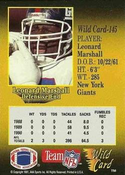 1991 Wild Card - 100 Stripe #145 Leonard Marshall Back