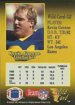 1991 Wild Card - 100 Stripe #153 Kevin Greene Back