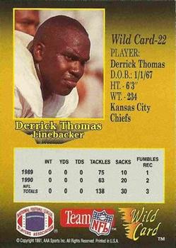 1991 Wild Card - 1000 Stripe #22 Derrick Thomas Back