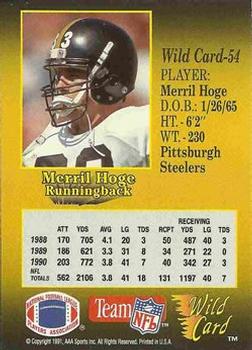 1991 Wild Card - 1000 Stripe #54 Merril Hoge Back