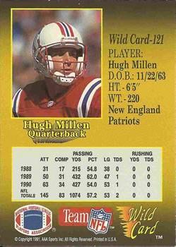 1991 Wild Card - 1000 Stripe #121 Hugh Millen Back