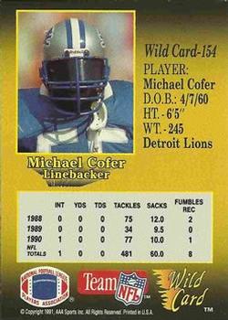 1991 Wild Card - 1000 Stripe #154 Michael Cofer Back