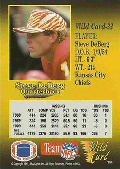 1991 Wild Card - 20 Stripe #33 Steve DeBerg Back