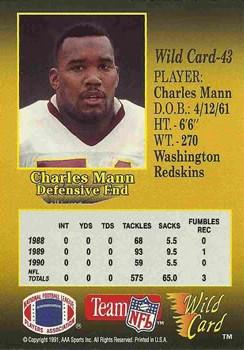 1991 Wild Card - 20 Stripe #43 Charles Mann Back