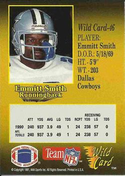 1991 Wild Card - 20 Stripe #46 Emmitt Smith Back
