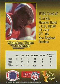 1991 Wild Card - 20 Stripe #48 Maurice Hurst Back