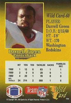 1991 Wild Card - 20 Stripe #60 Darrell Green Back