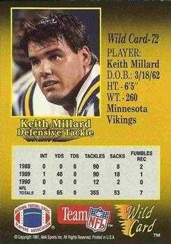 1991 Wild Card - 20 Stripe #72 Keith Millard Back