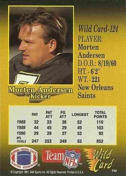 1991 Wild Card - 20 Stripe #124 Morten Andersen Back