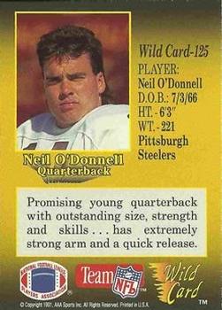 1991 Wild Card - 20 Stripe #125 Neil O'Donnell Back