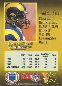 1991 Wild Card - 20 Stripe #152 Henry Ellard Back