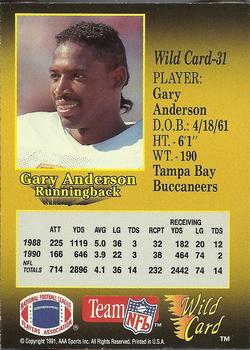 1991 Wild Card - 5 Stripe #31 Gary Anderson Back