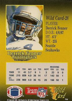 1991 Wild Card - 5 Stripe #28 Derrick Fenner Back