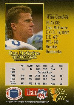 1991 Wild Card - 5 Stripe #34 Dan McGwire Back