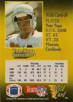 1991 Wild Card - 5 Stripe #36 Tom Tupa Back