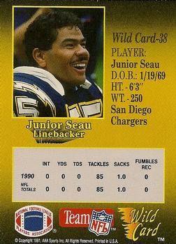 1991 Wild Card - 5 Stripe #38 Junior Seau Back