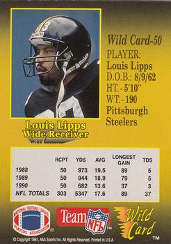 1991 Wild Card - 5 Stripe #50 Louis Lipps Back
