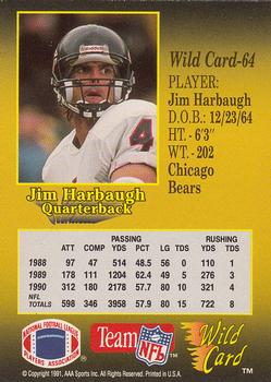 1991 Wild Card - 5 Stripe #64 Jim Harbaugh Back