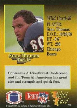 1991 Wild Card - 5 Stripe #66 Stan Thomas Back