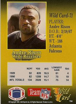 1991 Wild Card - 5 Stripe #71 Andre Rison Back