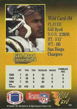 1991 Wild Card - 5 Stripe #104 Gill Byrd Back