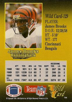 1991 Wild Card - 5 Stripe #129 James Brooks Back