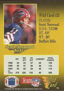 1991 Wild Card - 5 Stripe #133 Scott Norwood Back