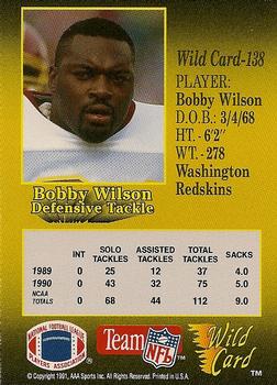 1991 Wild Card - 5 Stripe #138 Bobby Wilson Back