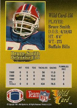 1991 Wild Card - 5 Stripe #156 Bruce Smith Back