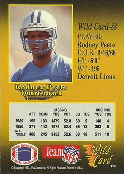 1991 Wild Card - 5 Stripe #88 Rodney Peete Back