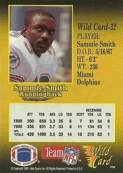 1991 Wild Card - 50 Stripe #32 Sammie Smith Back
