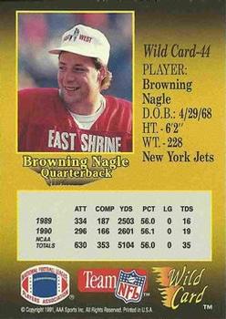 1991 Wild Card - 50 Stripe #44 Browning Nagle Back