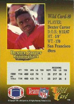 1991 Wild Card - 50 Stripe #80 Dexter Carter Back