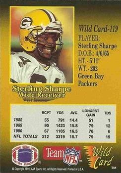 1991 Wild Card - 50 Stripe #119 Sterling Sharpe Back