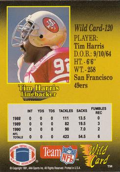 1991 Wild Card - 50 Stripe #120 Tim Harris Back