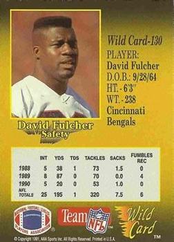 1991 Wild Card - 50 Stripe #130 David Fulcher Back