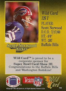 1991 Wild Card - NFL Experience Exchange #126I Scott Norwood Back