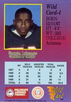 1991 Wild Card Draft - 10 Stripe #4 Reggie Johnson Back