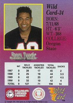 1991 Wild Card Draft - 10 Stripe #34 Esera Tuaolo Back