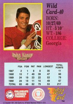 1991 Wild Card Draft - 10 Stripe #40 John Kasay Back