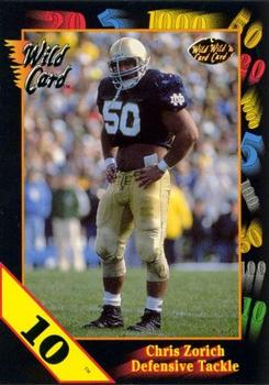1991 Wild Card Draft - 10 Stripe #50 Chris Zorich Front